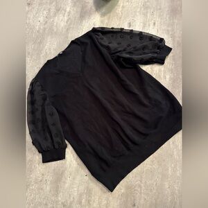 Adrianna Papell Black Polka Dot Short Sleeve Size Medium